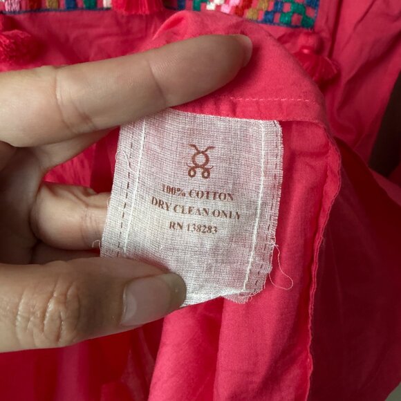 Figue Lou Lou Floral Embroidered Tassel Floral Dress Ibiza Pink Size L - Picture 5 of 5